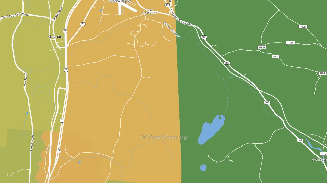 East Clarendon, VT Map of Drug-Related Crime Rates