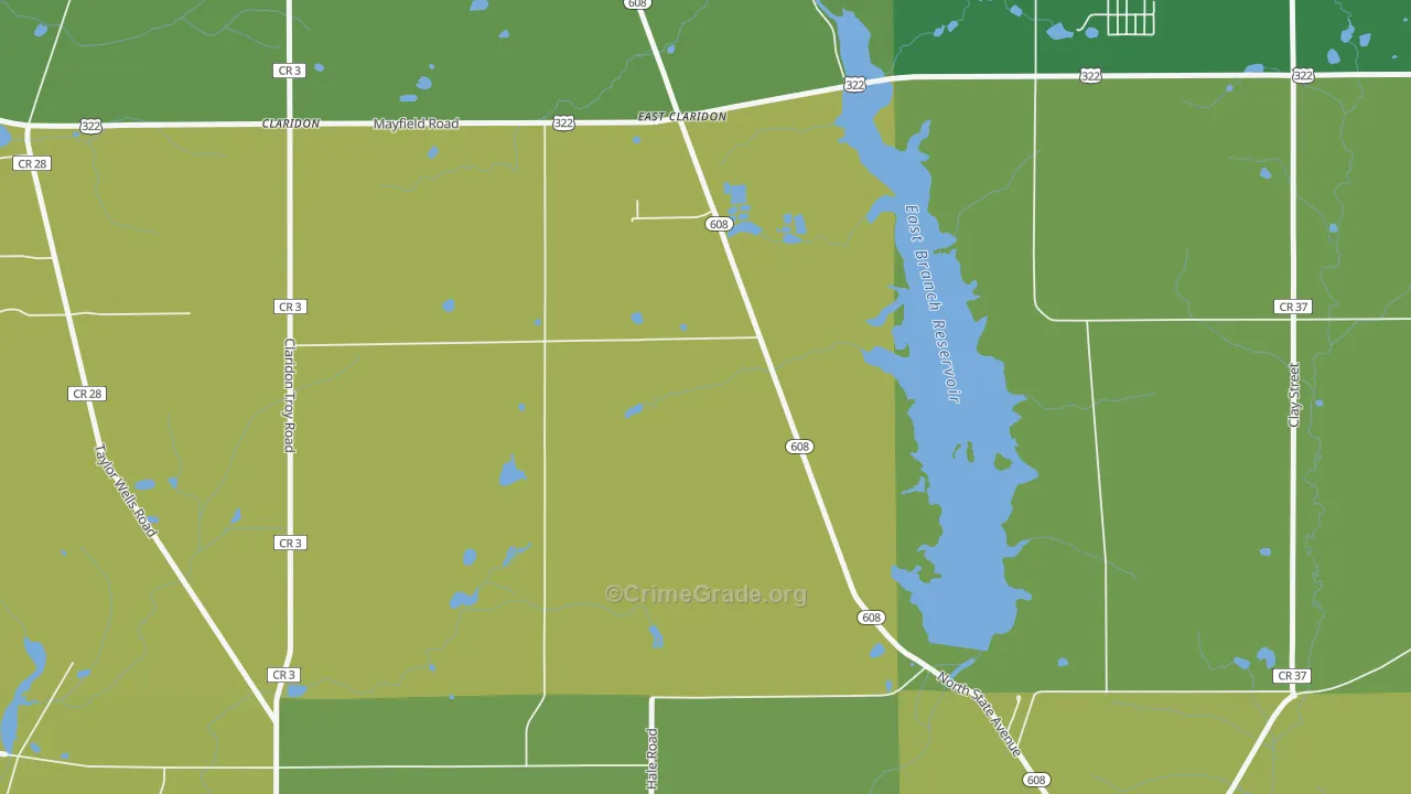East Claridon, OH Map of Drug-Related Crime Rates