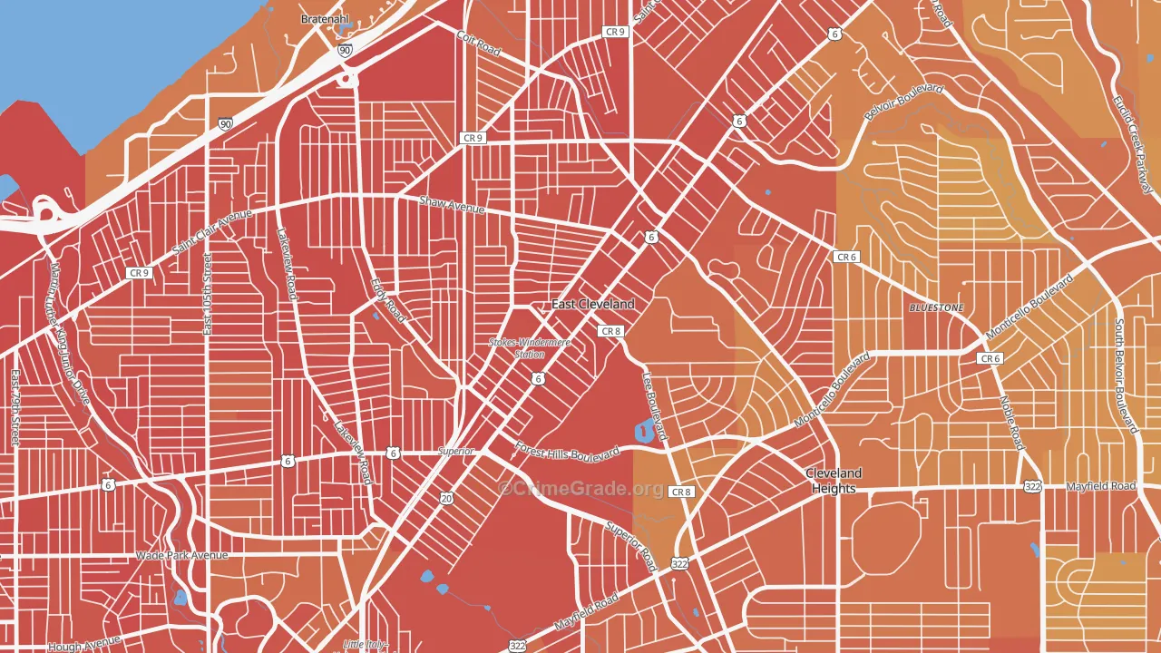 East Cleveland, OH Map of Drug-Related Crime Rates