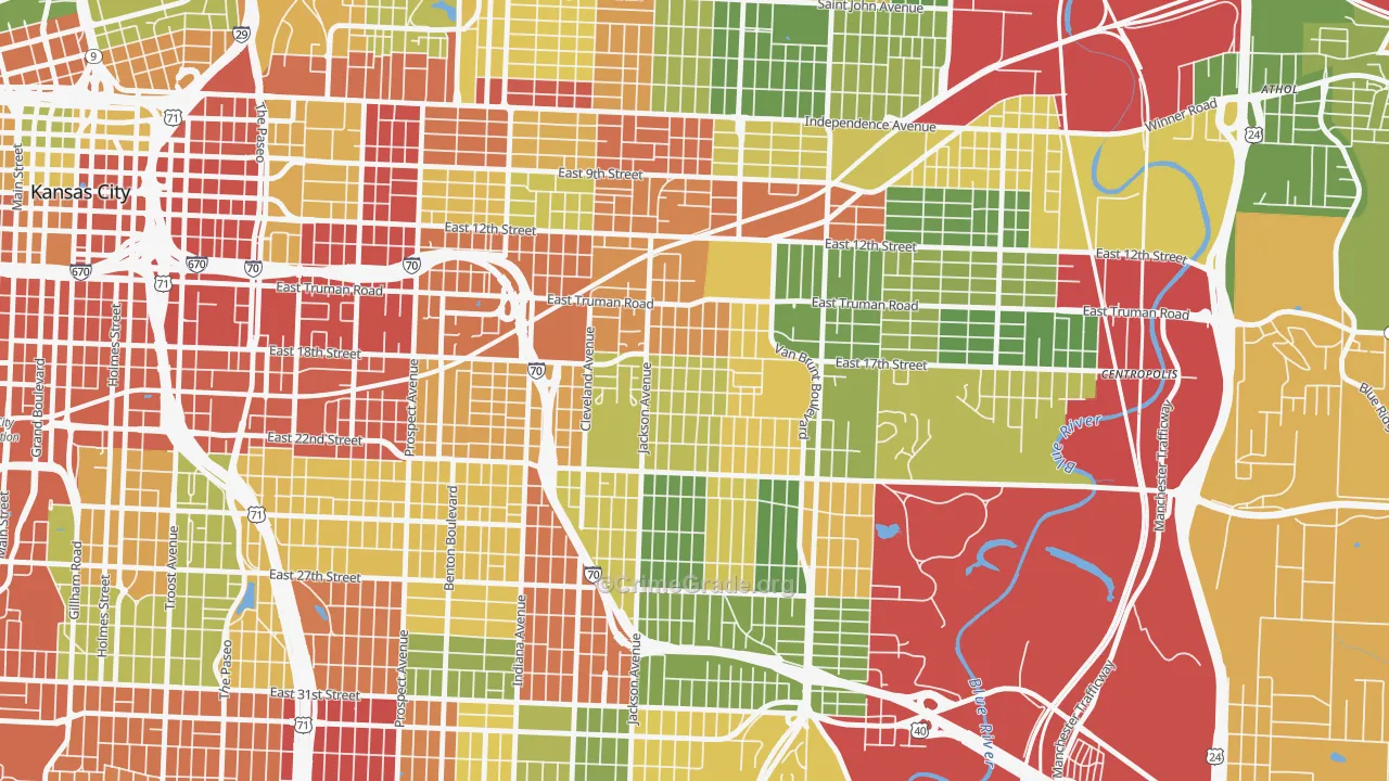 East Community Team North, Kansas City, MO Map of Drug-Related Crime Rates