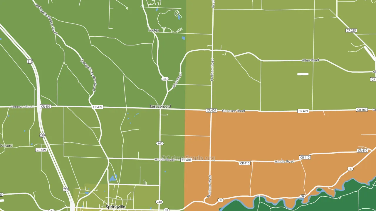 East Concord, NY Map of Drug-Related Crime Rates