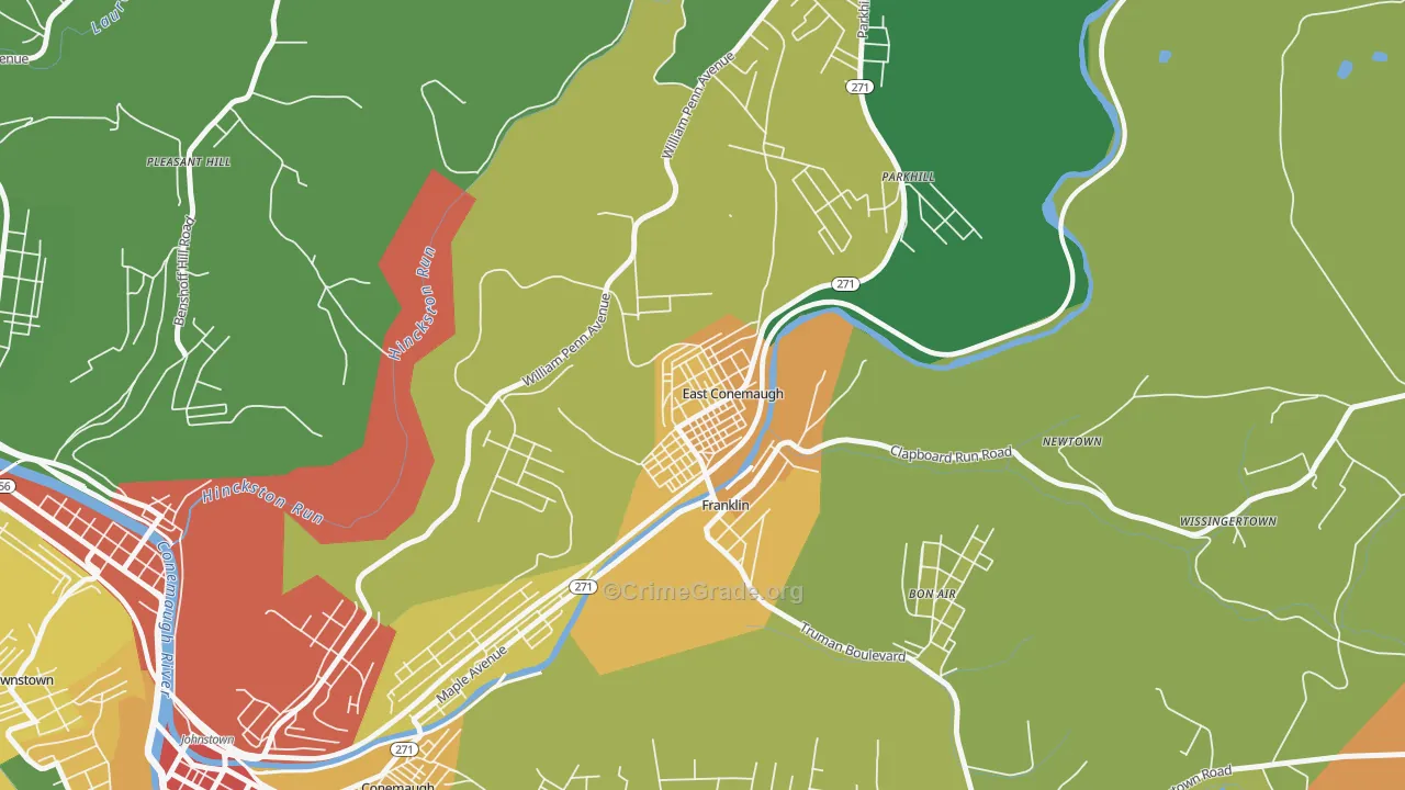 East Conemaugh, PA Map of Drug-Related Crime Rates