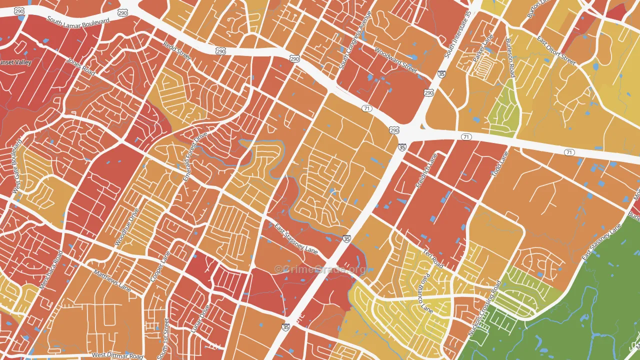 East Congress, Austin, TX Map of Drug-Related Crime Rates