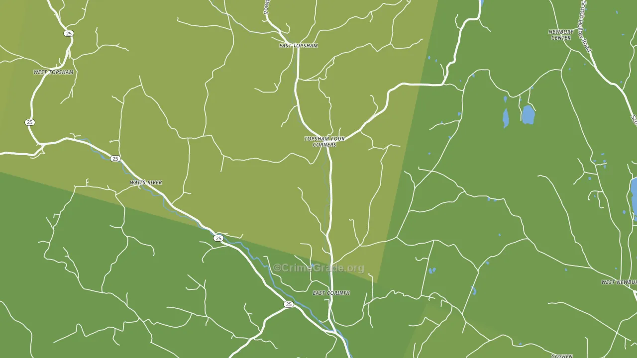 East Corinth, VT Map of Drug-Related Crime Rates