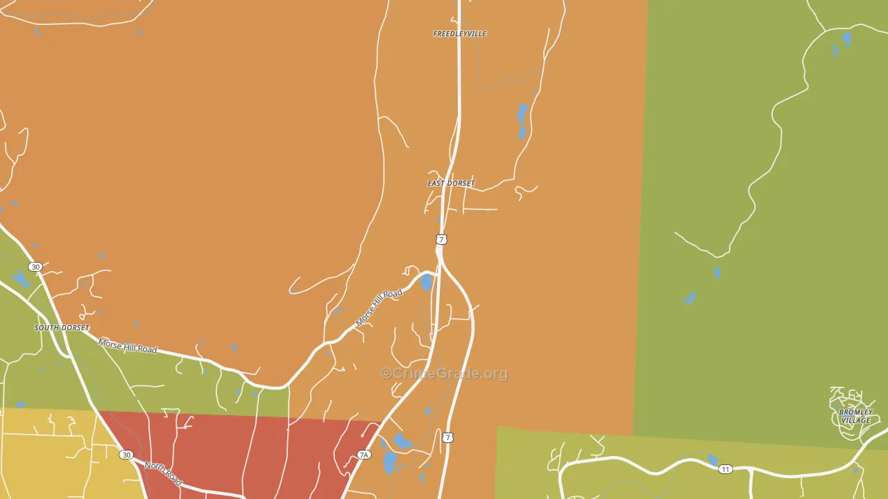 East Dorset, VT Map of Drug-Related Crime Rates