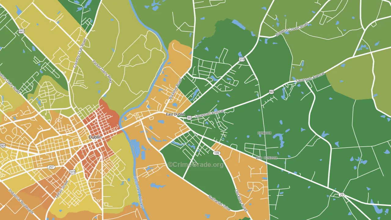 East Dublin, GA Map of Drug-Related Crime Rates