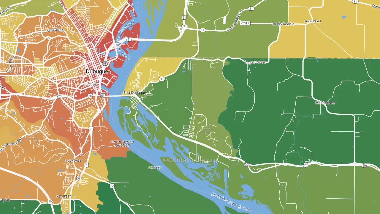 East Dubuque, IL Map of Drug-Related Crime Rates