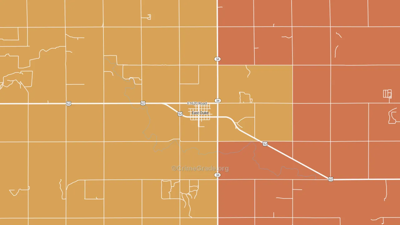East Duke, OK Map of Drug-Related Crime Rates