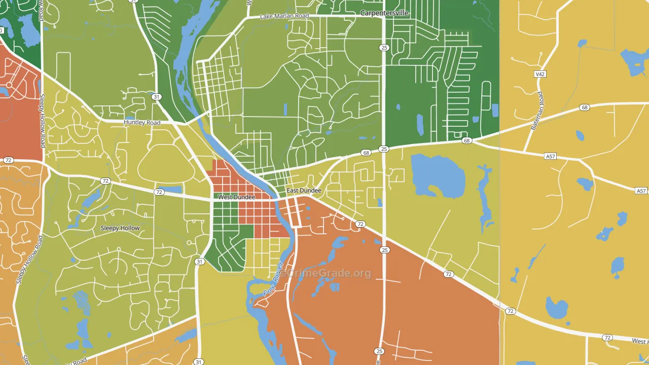 East Dundee, IL Map of Drug-Related Crime Rates