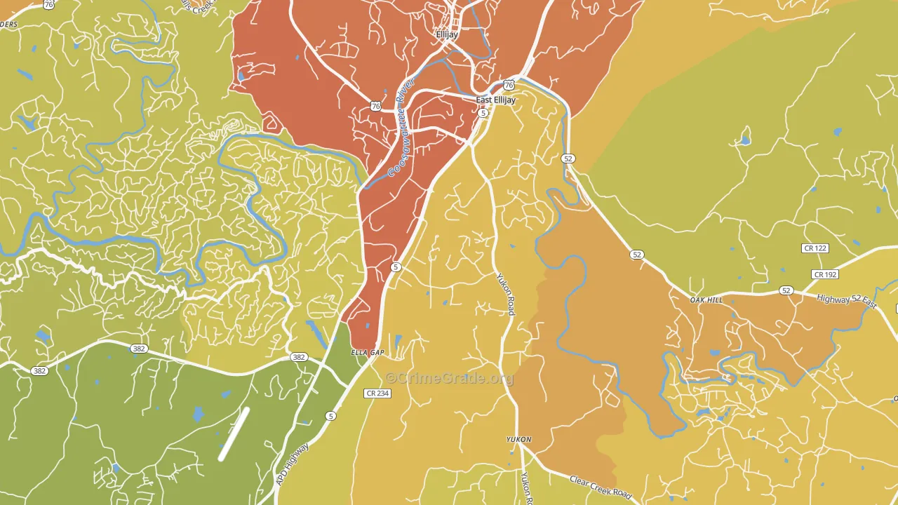 East Ellijay, GA Map of Drug-Related Crime Rates