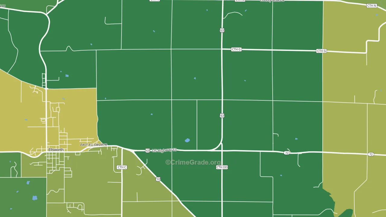 East Ellsworth, WI Map of Drug-Related Crime Rates