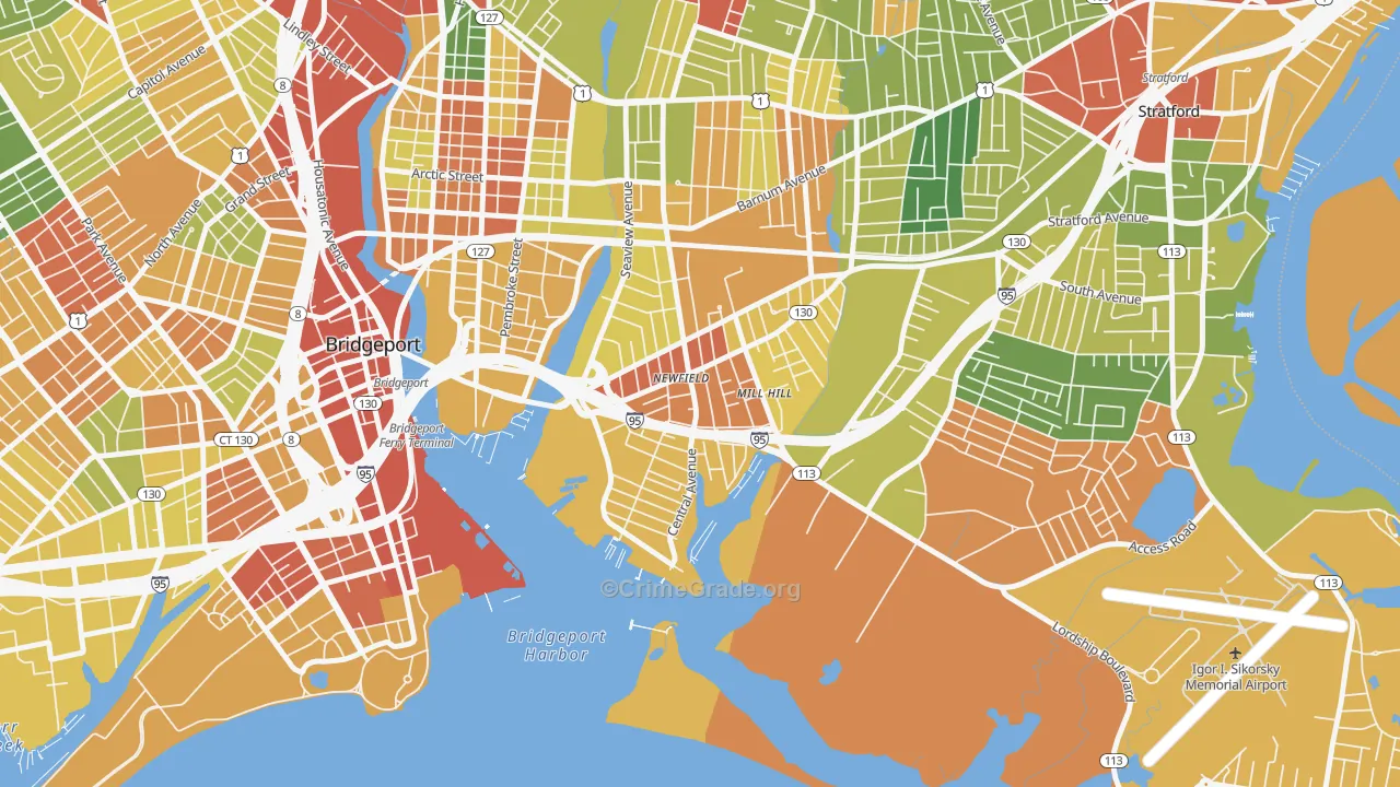 East End, Bridgeport, CT Map of Drug-Related Crime Rates