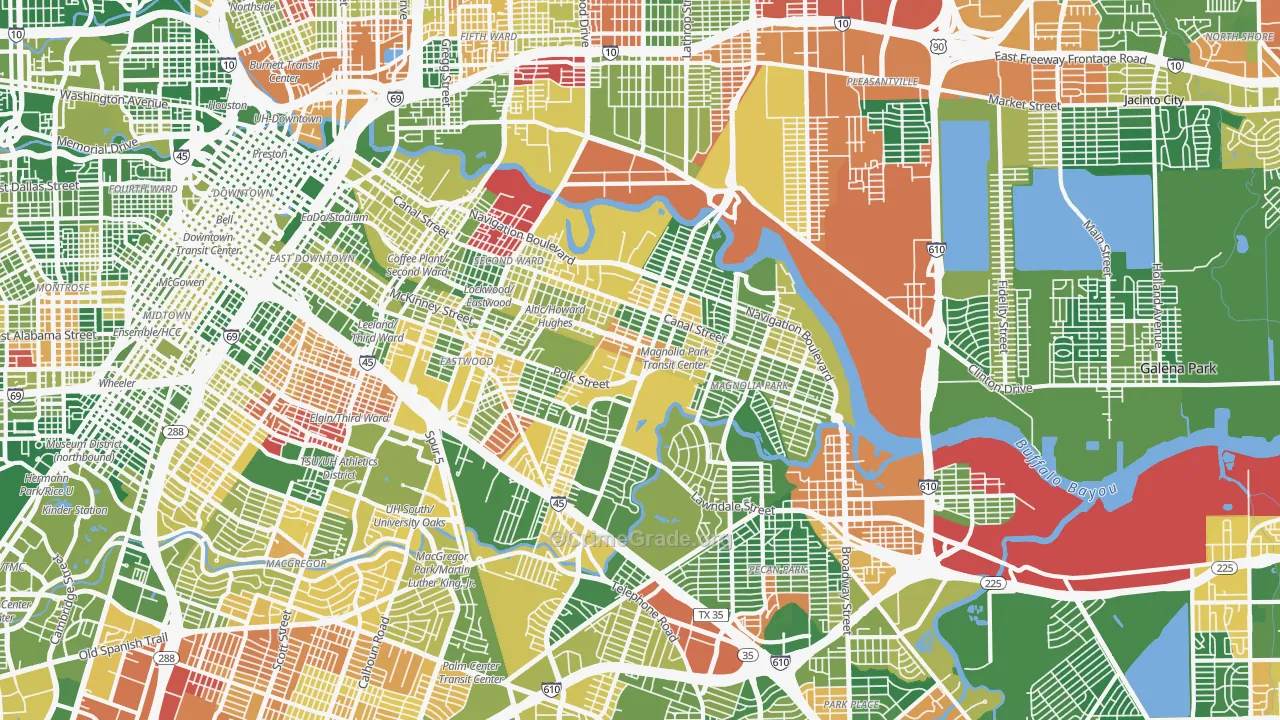 East End, Houston, TX Map of Drug-Related Crime Rates