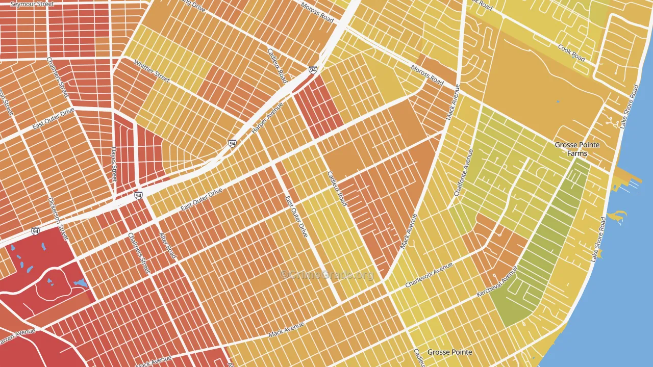 East English Village, Detroit, MI Map of Drug-Related Crime Rates