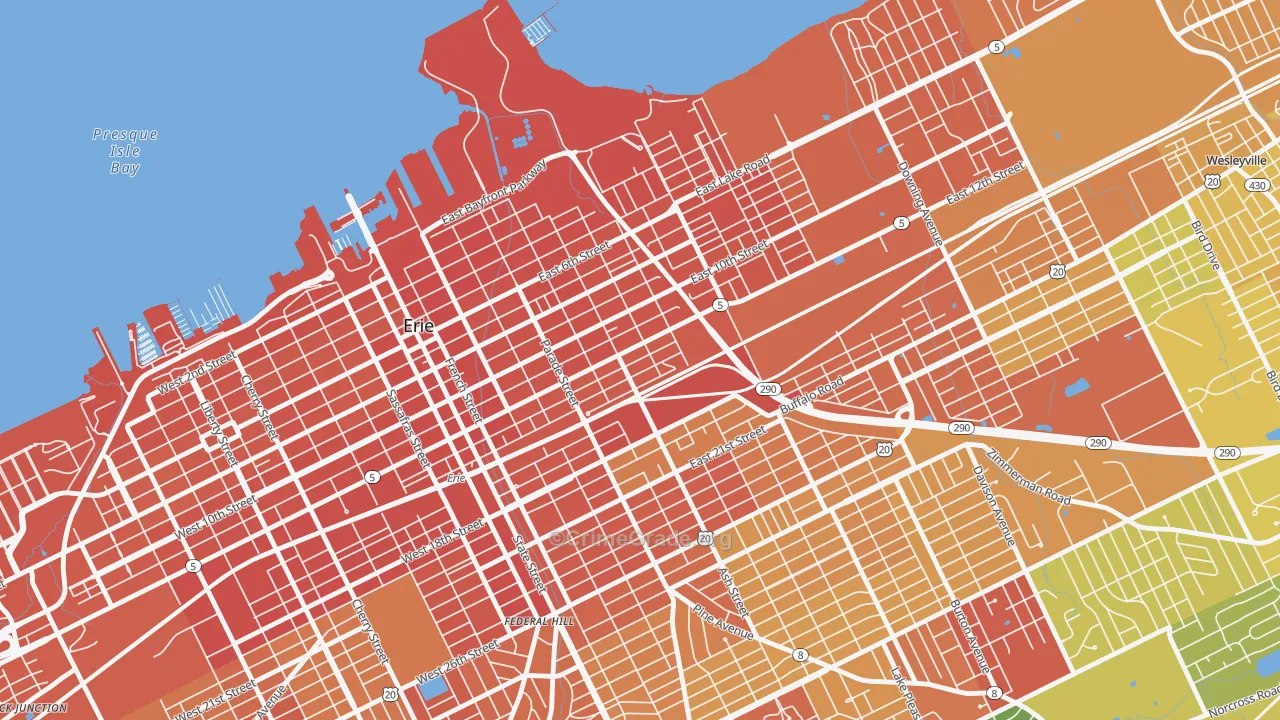 East Erie, Erie, PA Map of Drug-Related Crime Rates
