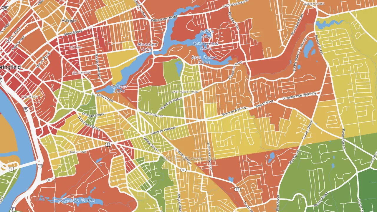 East Forest Park, Springfield, MA Map of Drug-Related Crime Rates
