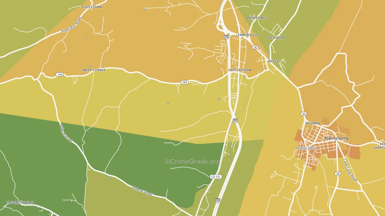 East Freedom, PA Map of Drug-Related Crime Rates