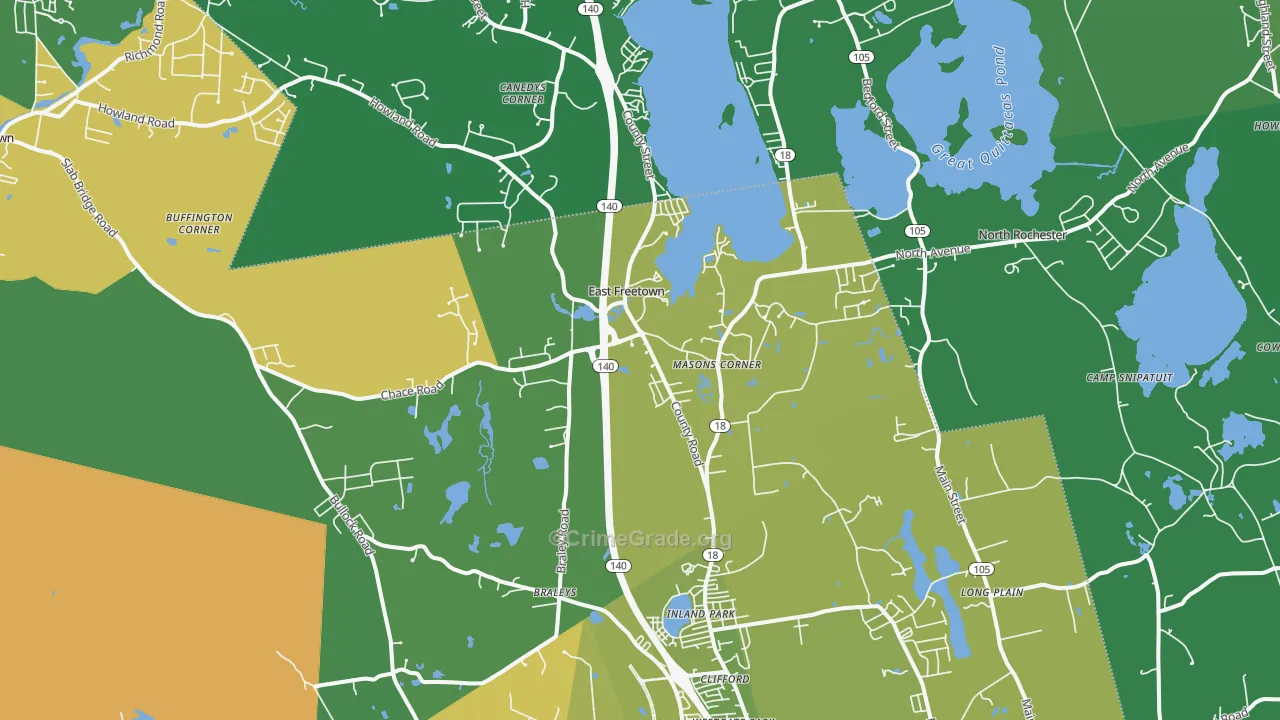 East Freetown, MA Map of Drug-Related Crime Rates