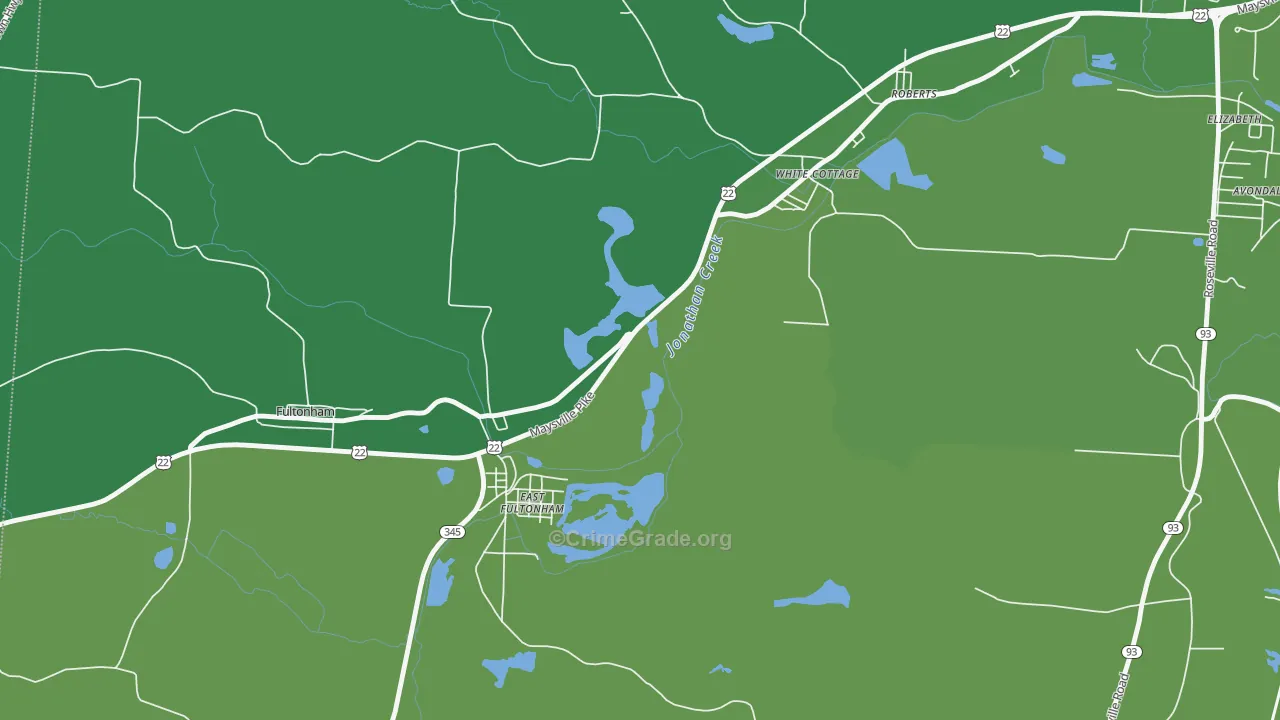 East Fultonham, OH Map of Drug-Related Crime Rates