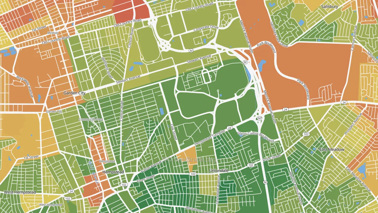 East Garden City, NY Map of Drug-Related Crime Rates