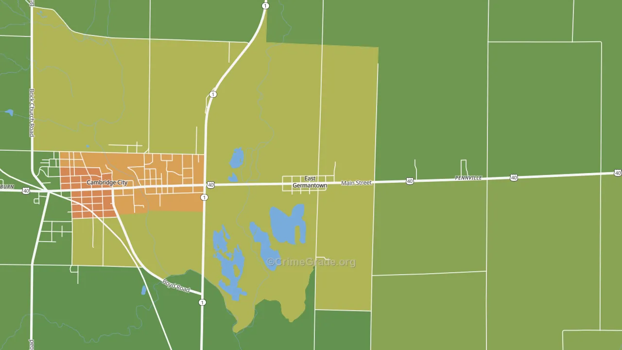 East Germantown, IN Map of Drug-Related Crime Rates