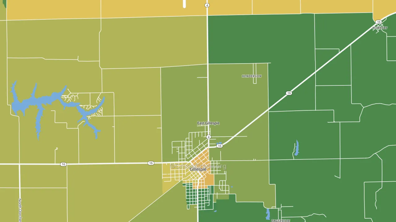 East Gillespie, IL Map of Drug-Related Crime Rates