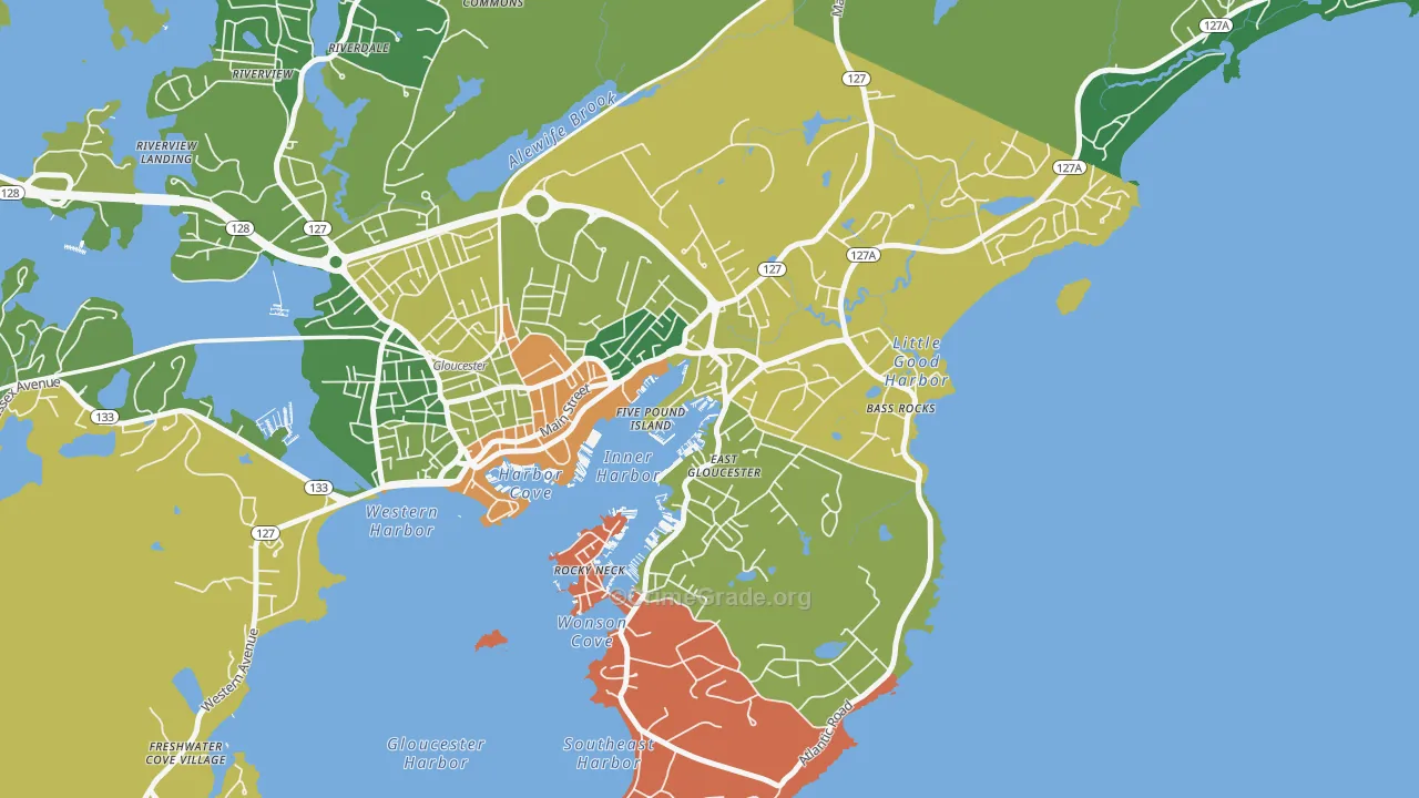 East Gloucester, Gloucester, MA Map of Drug-Related Crime Rates