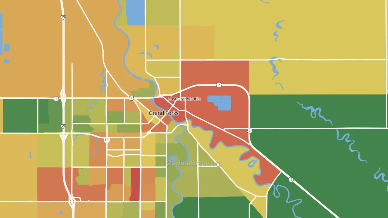 East Grand Forks, MN Map of Drug-Related Crime Rates
