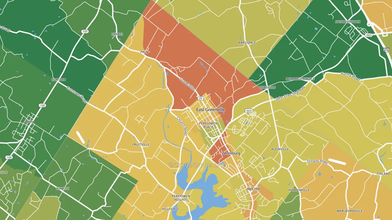East Greenville, PA Map of Drug-Related Crime Rates