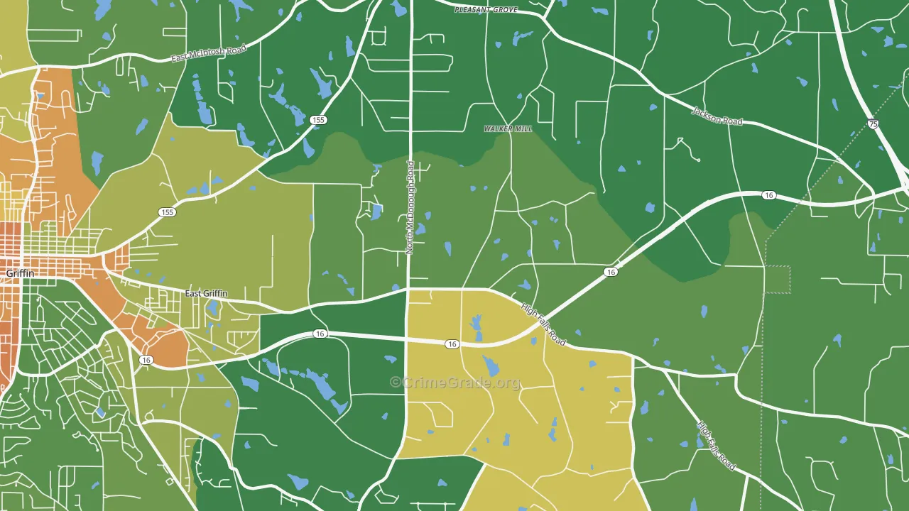 East Griffin, GA Map of Drug-Related Crime Rates
