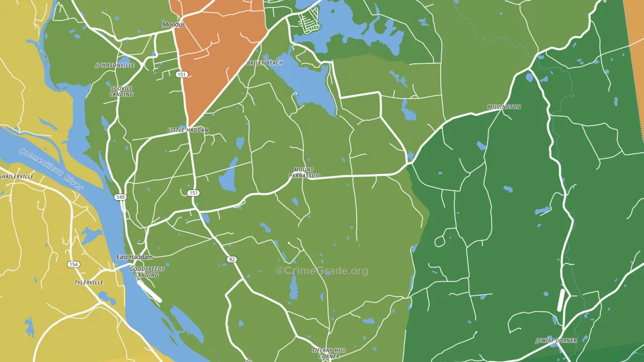 East Haddam, CT Map of Drug-Related Crime Rates