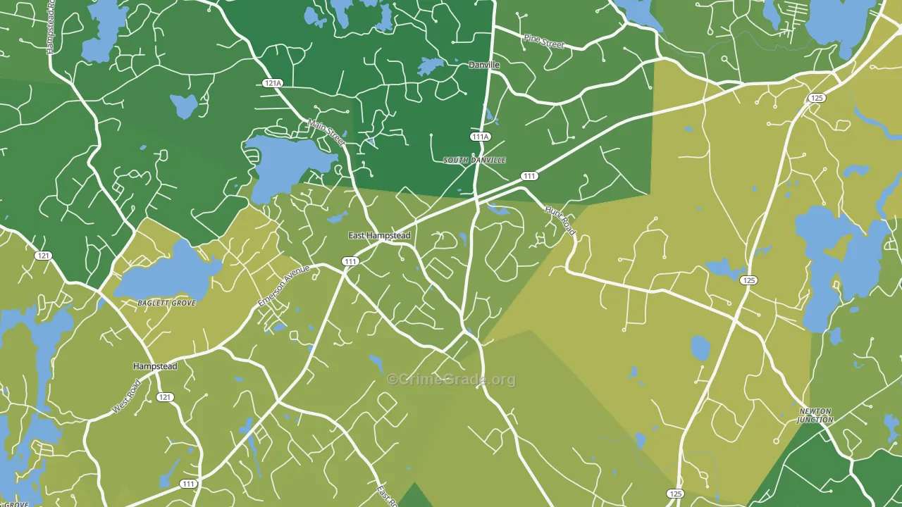East Hampstead, NH Map of Drug-Related Crime Rates