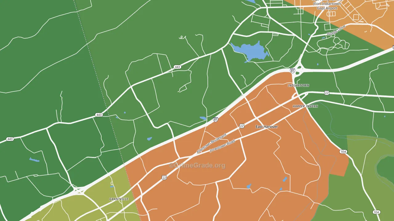 East Hanover, PA Map of Drug-Related Crime Rates