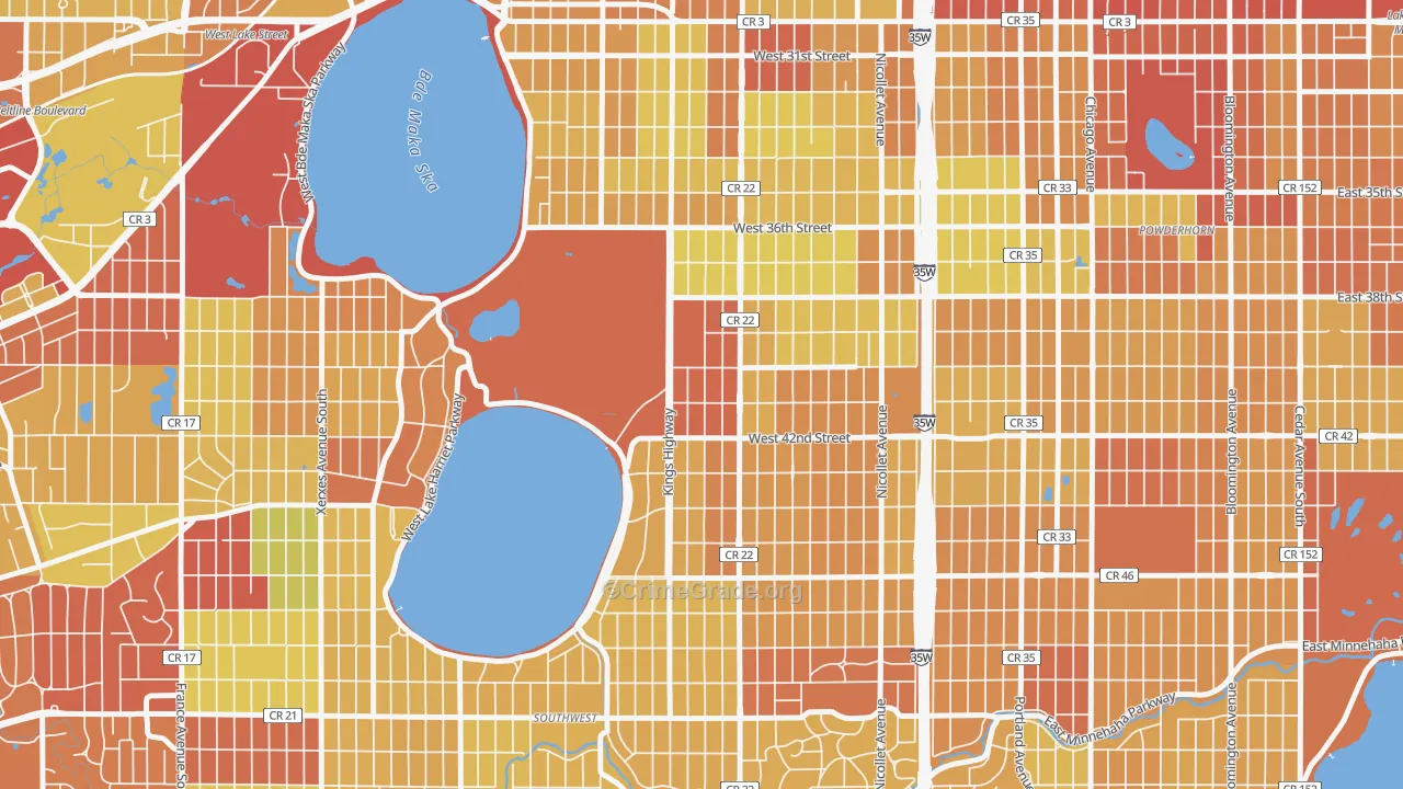 East Harriet, Minneapolis, MN Map of Drug-Related Crime Rates