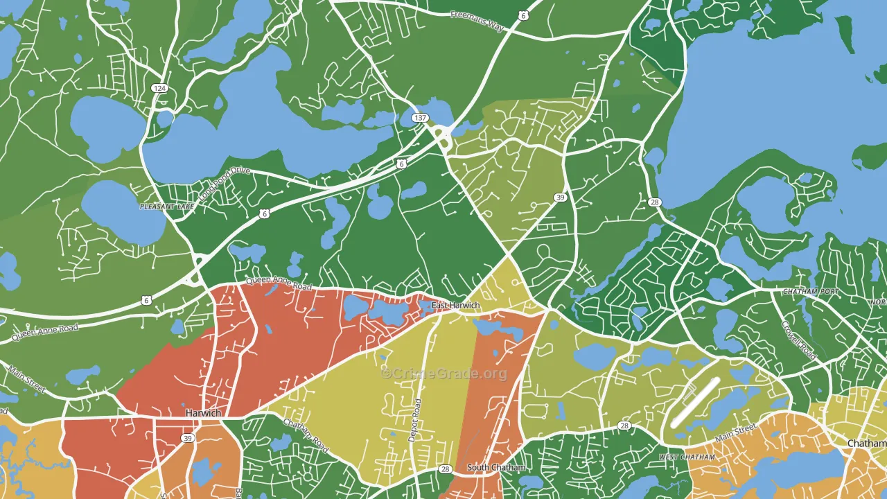 East Harwich, MA Map of Drug-Related Crime Rates