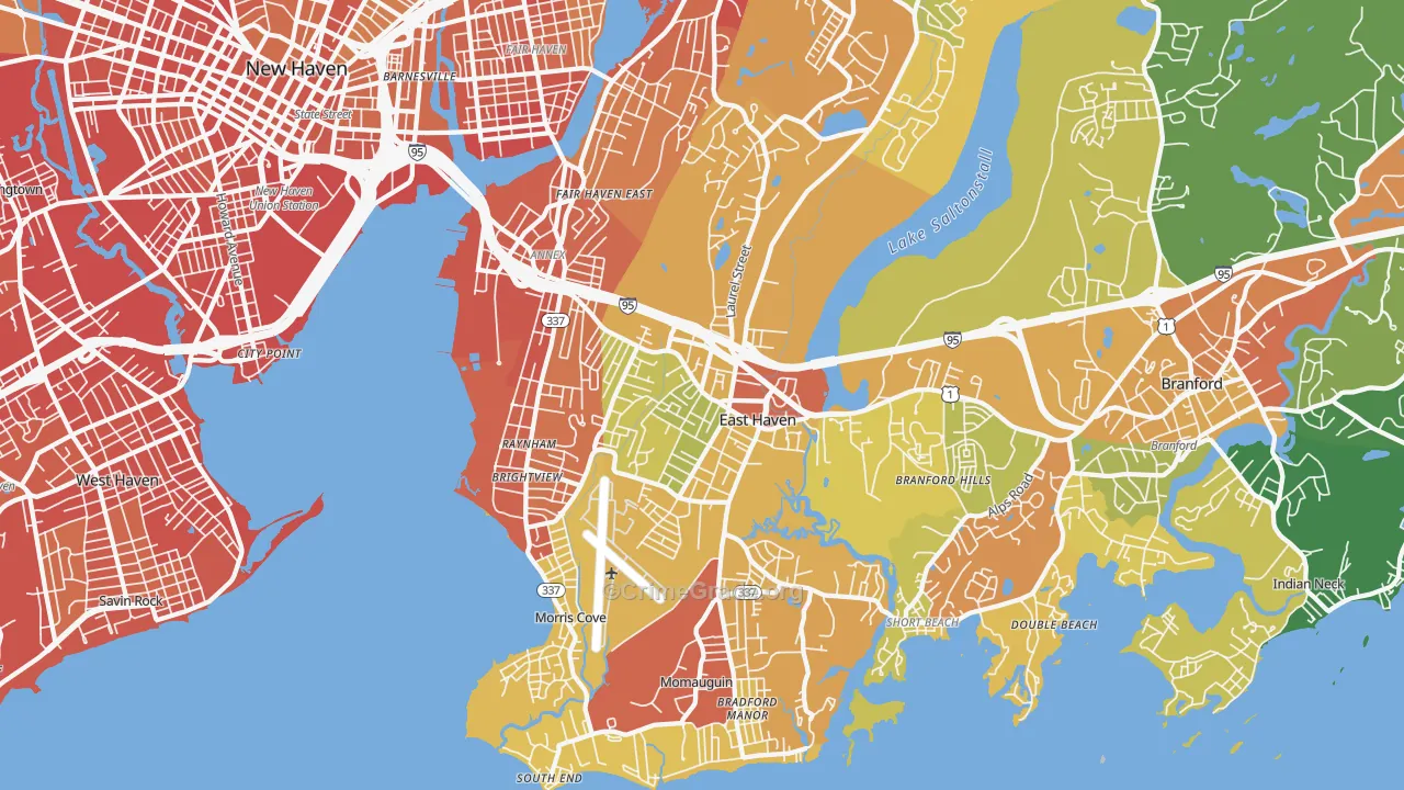 East Haven, CT Map of Drug-Related Crime Rates