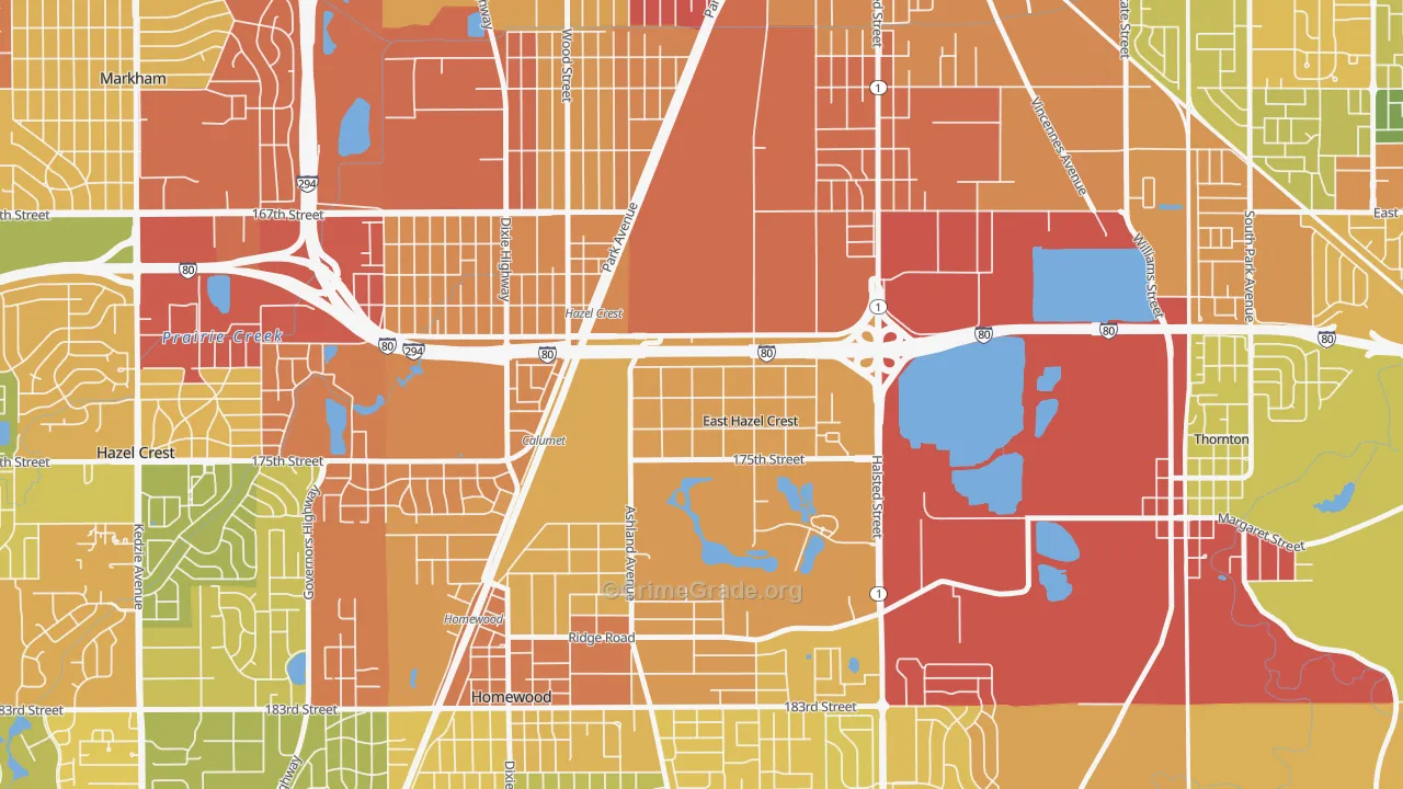 East Hazel Crest, IL Map of Drug-Related Crime Rates