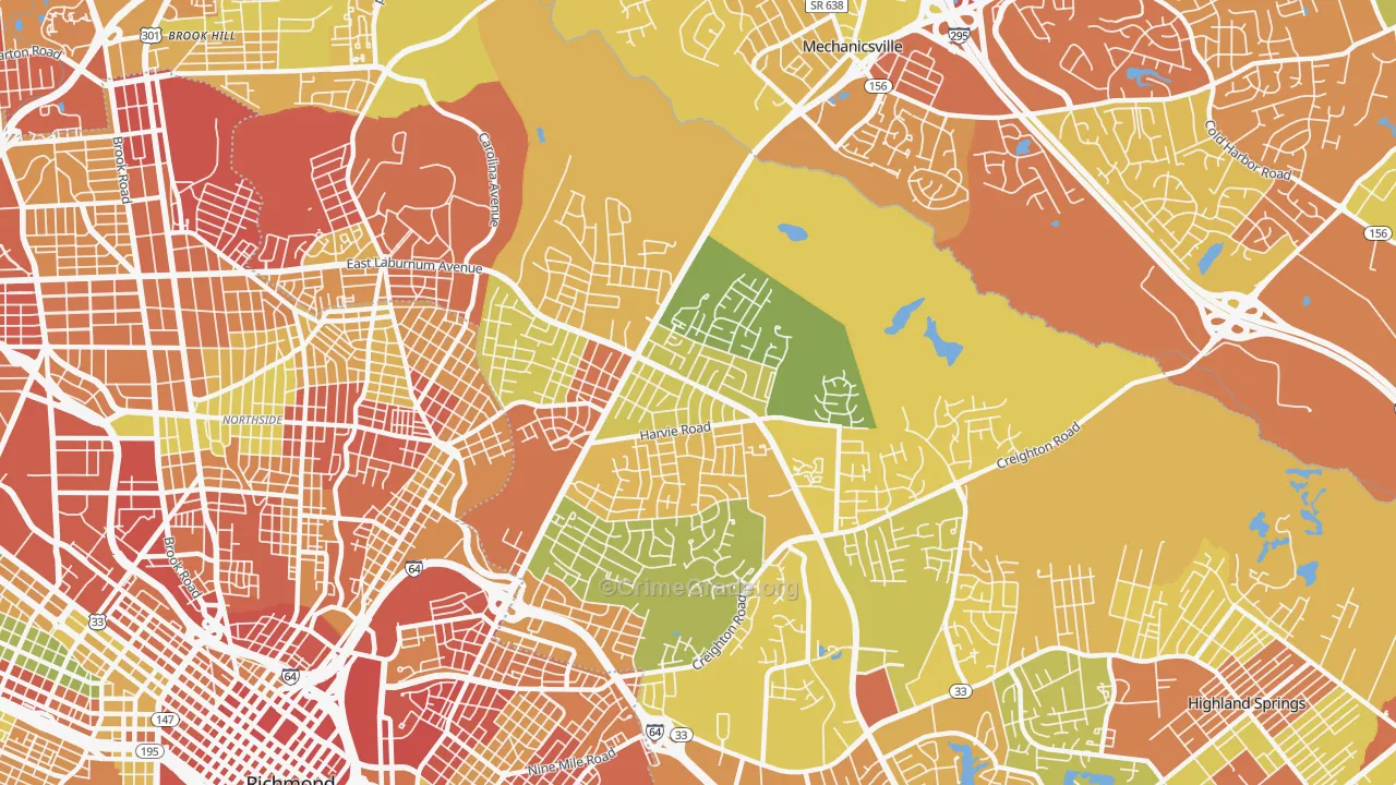 East Highland Park, VA Map of Drug-Related Crime Rates