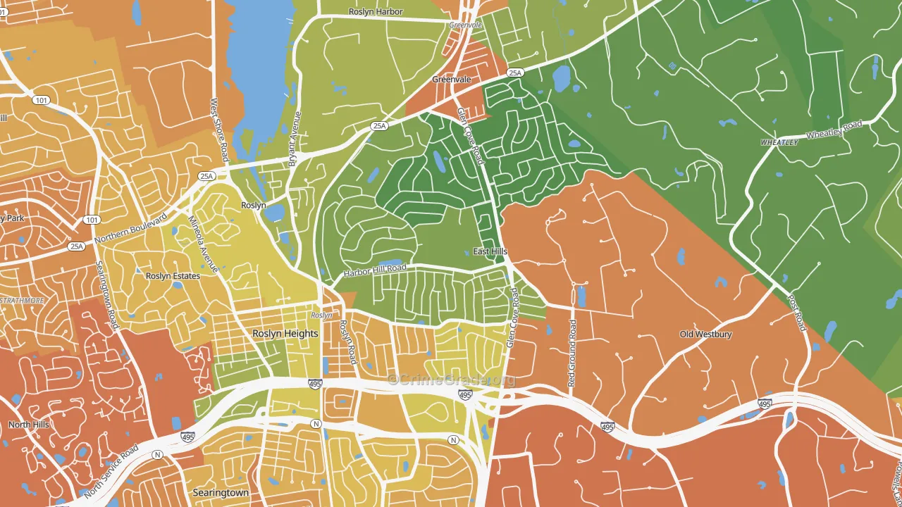 East Hills, NY Map of Drug-Related Crime Rates