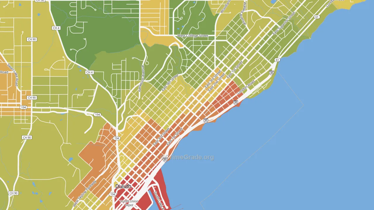 East Hillside, Duluth, MN Map of Drug-Related Crime Rates