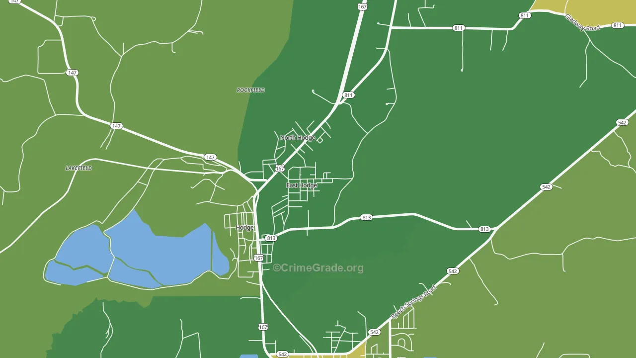 East Hodge, LA Map of Drug-Related Crime Rates