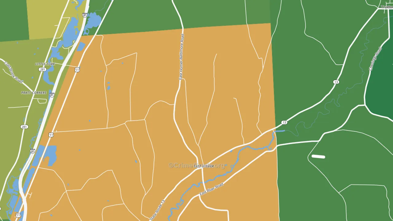 East Homer, NY Map of Drug-Related Crime Rates