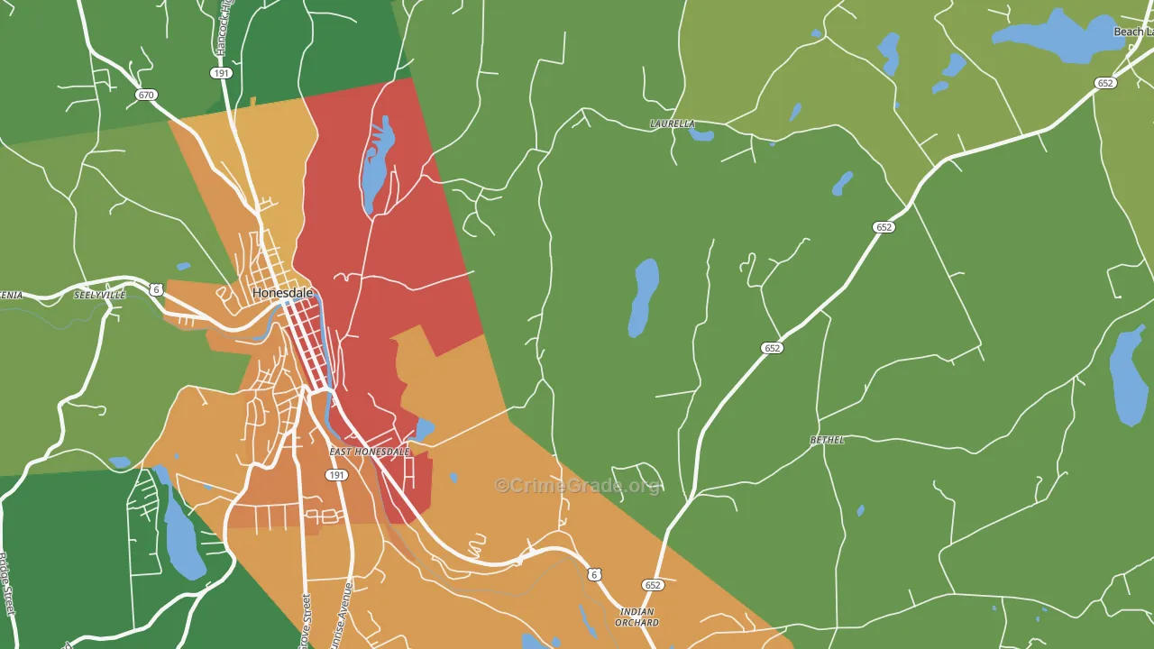 East Honesdale, PA Map of Drug-Related Crime Rates
