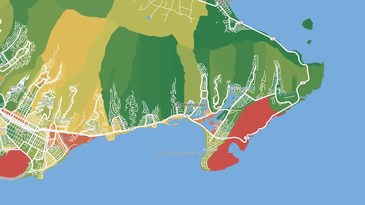 East Honolulu, HI Map of Drug-Related Crime Rates