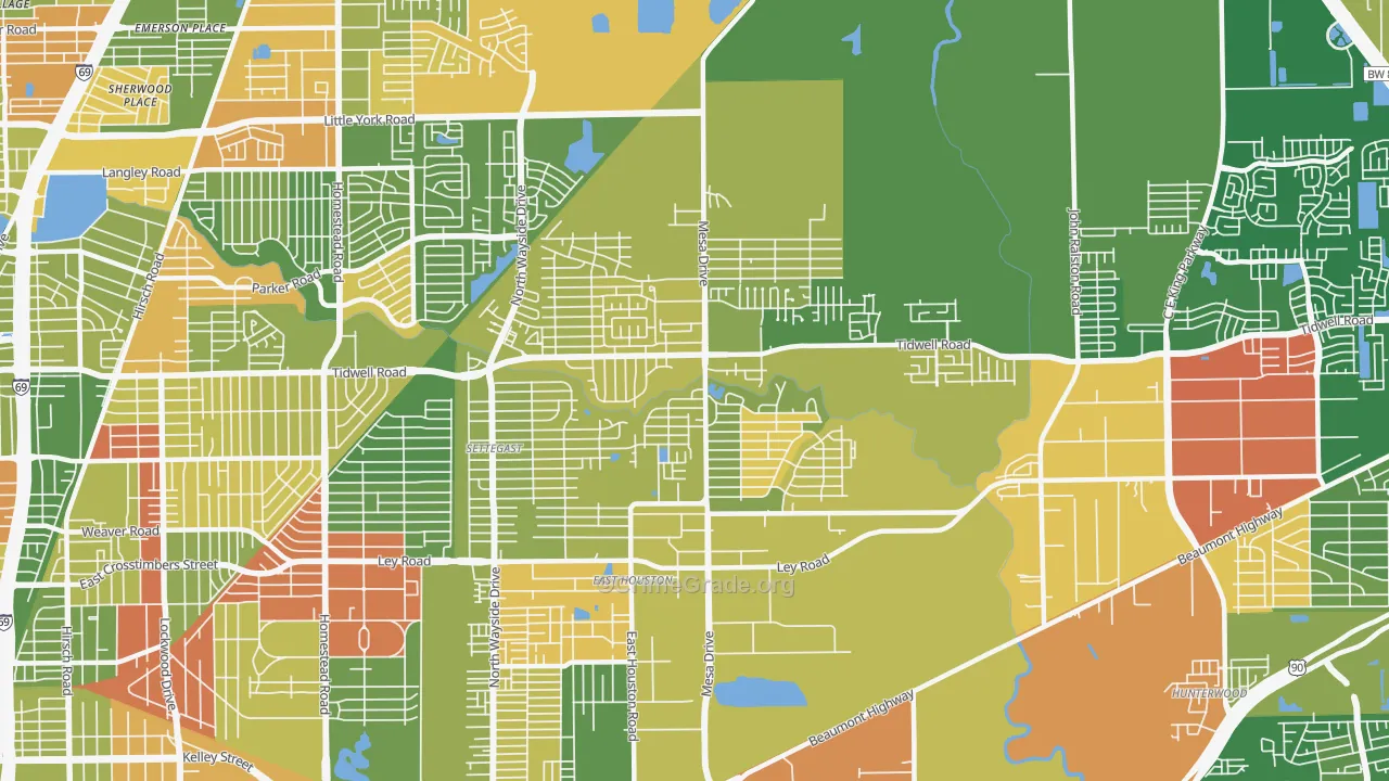 East Houston, Houston, TX Map of Drug-Related Crime Rates