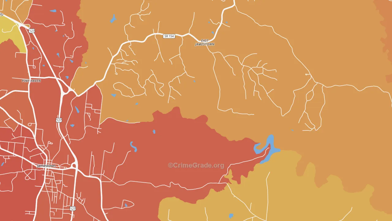 East Jamestown, TN Map of Drug-Related Crime Rates