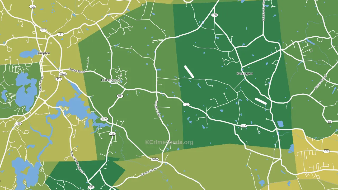 East Kingston, NH Map of Drug-Related Crime Rates