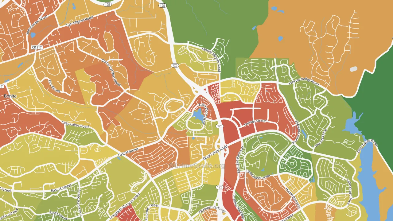 East Lake, Chula Vista, CA Map of Drug-Related Crime Rates