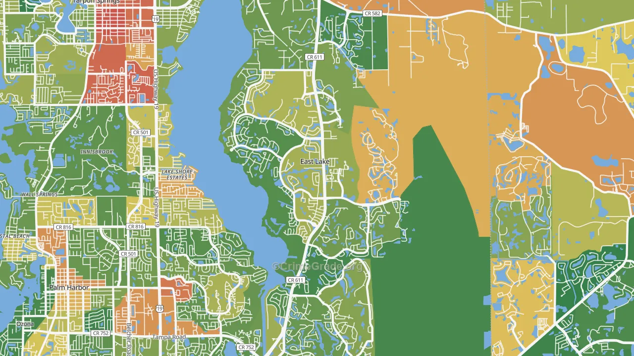 East Lake, FL Map of Drug-Related Crime Rates