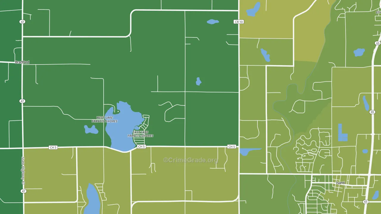 East Lake Francis Shores, MN Map of Drug-Related Crime Rates